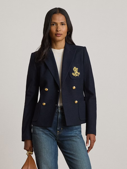 cotton piqué double breasted blazer women