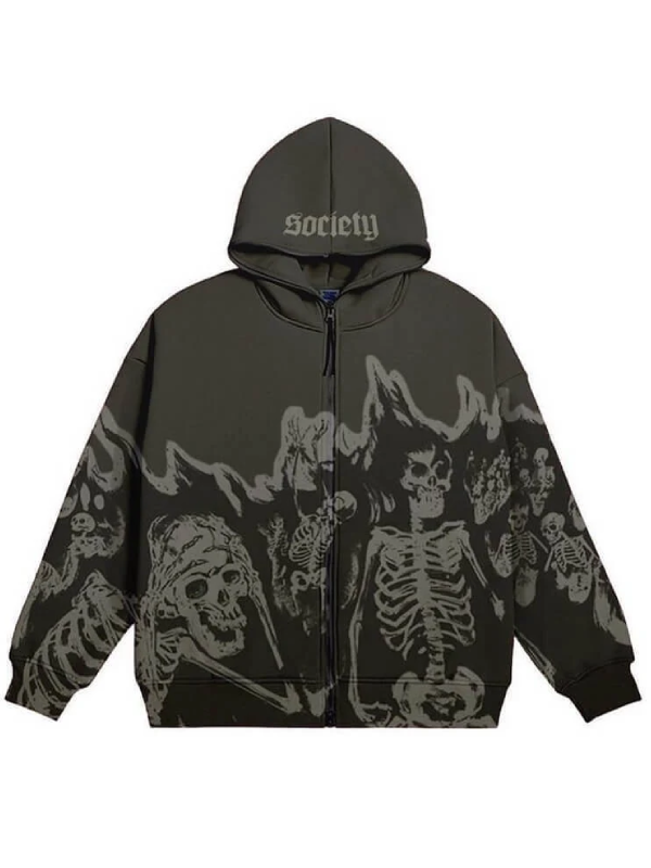 crazy skeleton polyester skull hoodie coat gthic