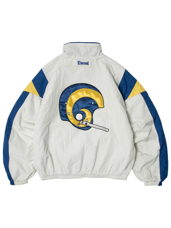 elwood clothing cream los angeles rams windbreaker full zip jacket