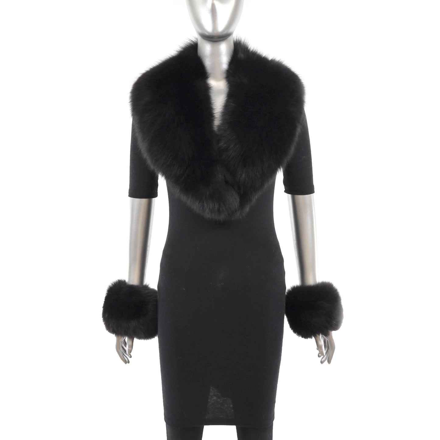 Women's Black Fox Fur Collar and Cuffs - Luxury Fur Accessories