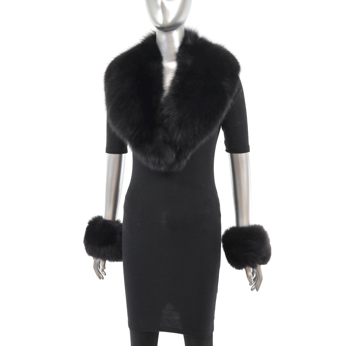 Women's Black Fox Fur Collar and Cuffs - Luxury Fur Accessories