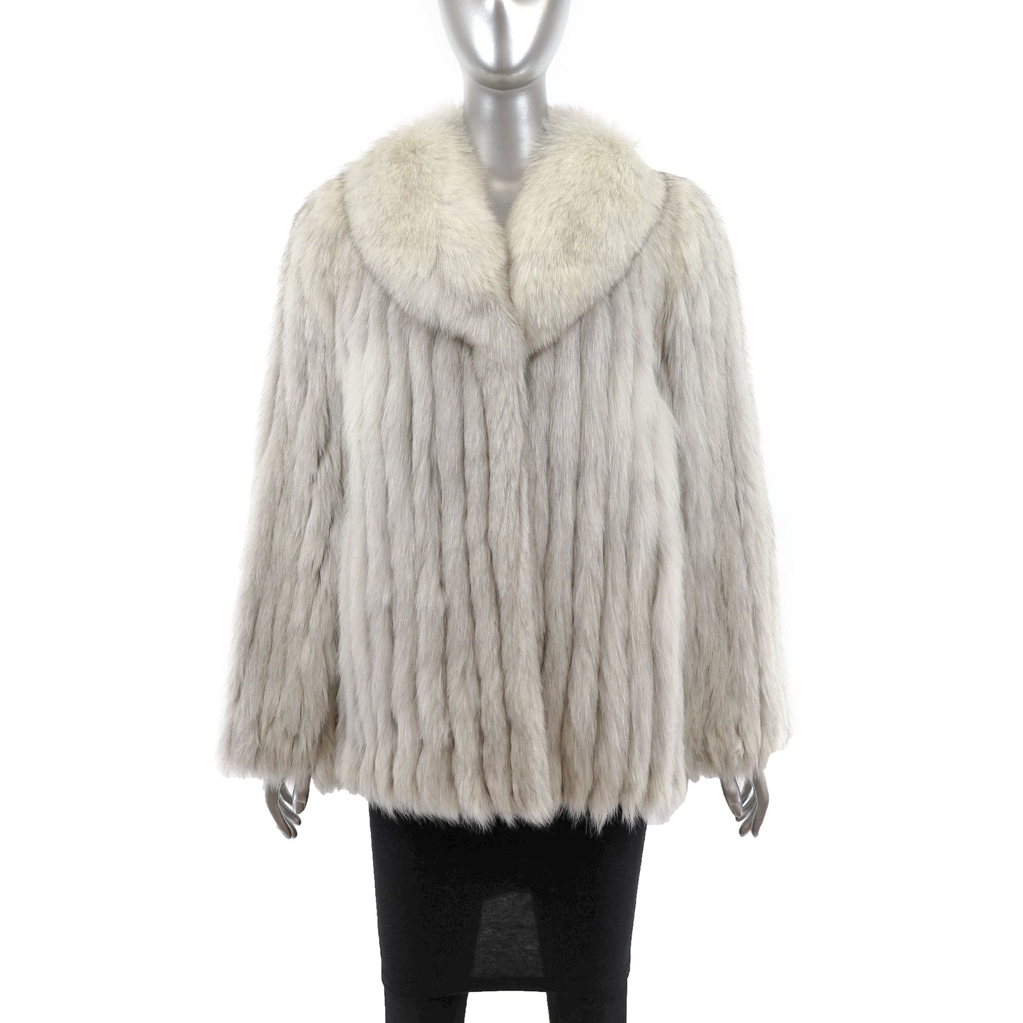 Women's Blue Fox Fur Jacket - Luxury Outerwear