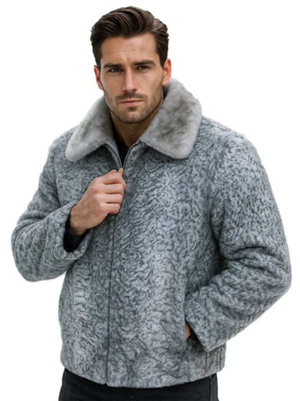 gray fur coat women