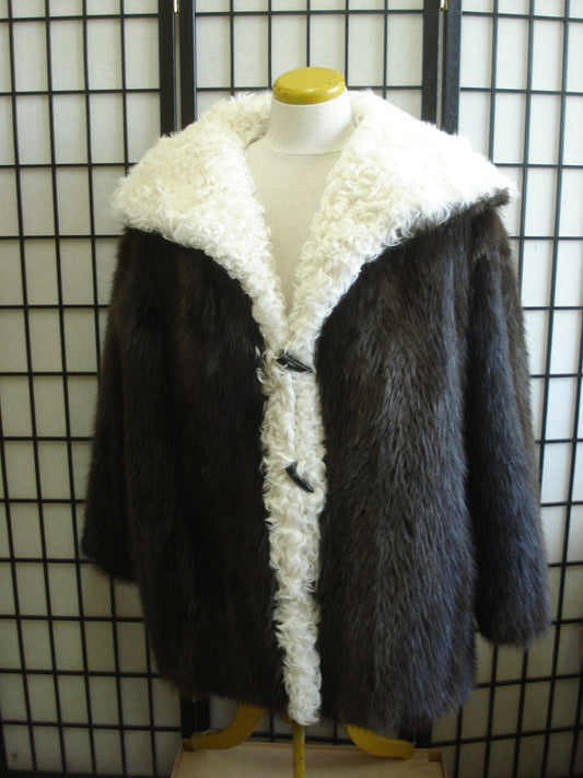 Brand new brown beaver & curly lamb fur jacket coat for men man custom made Vin Diesel Triple X movie XXX style