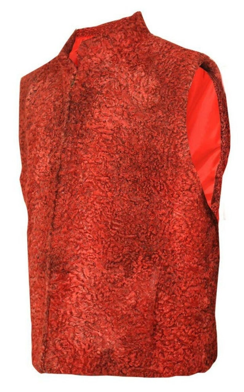 Men's Red real Persian Lamb Fur vest