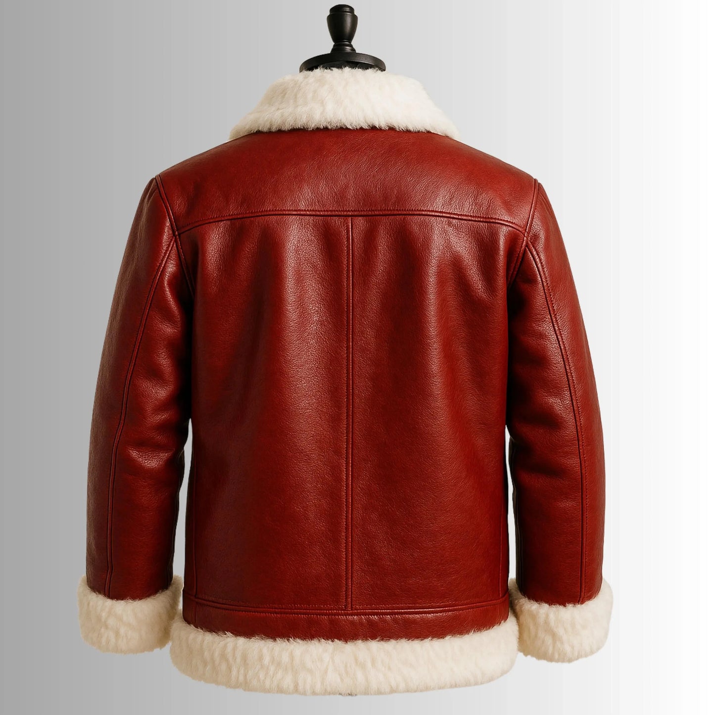 Red Leather Santa Jacket | Faux Fur Trim Christmas Coat