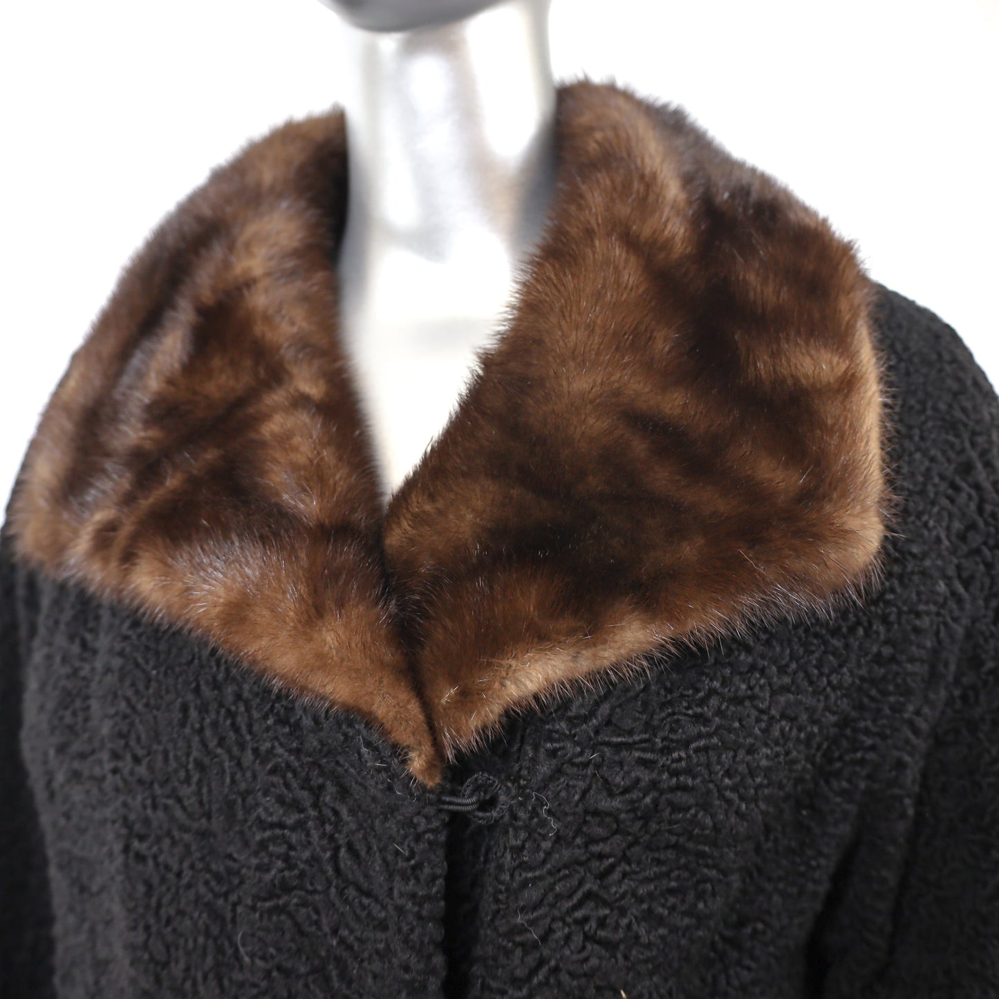 Persian Lamb Fur Jacket with Mink Collar - Gift For Her