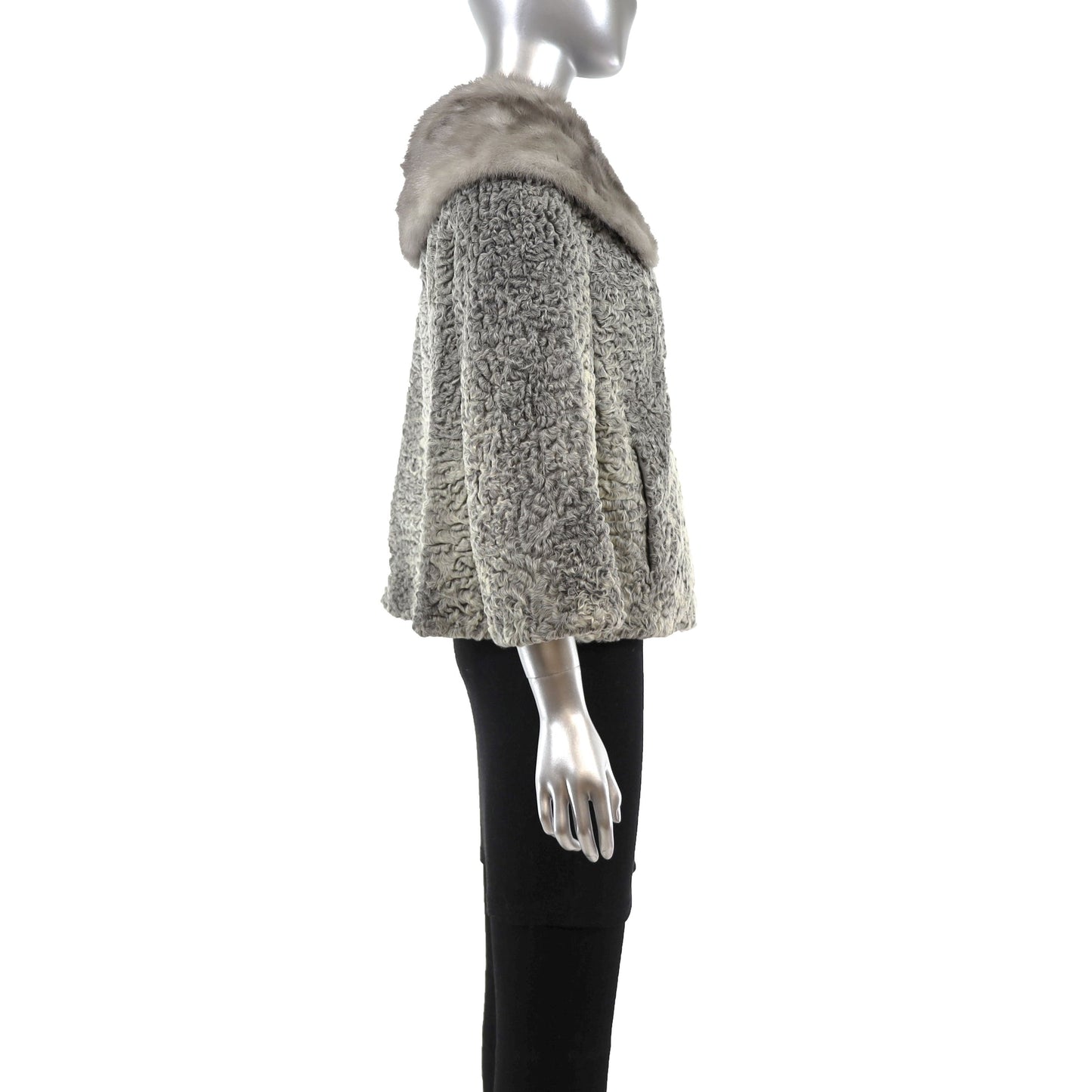 Women's Mink Collar with Persian Lamb Jacket - Gift For Her