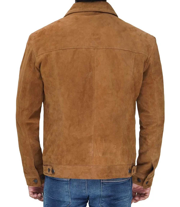 Logan Tan Suede Leather Trucker Jacket