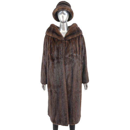 Brown Mink Coat with Matching Hat - Gift For Her