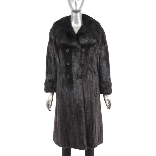 Mahogany Mink Fur Coat with Sable Collar | Luxury Women's Furs