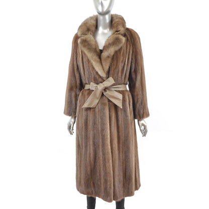 Women's Lunaraine Mink Fur Coat with Sable Collar - Luxury Fur Outerwear