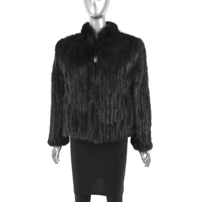 Black Corded Mink Fur Jacket - Gift For Her