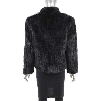 Black Corded Mink Fur Jacket - Gift For Her