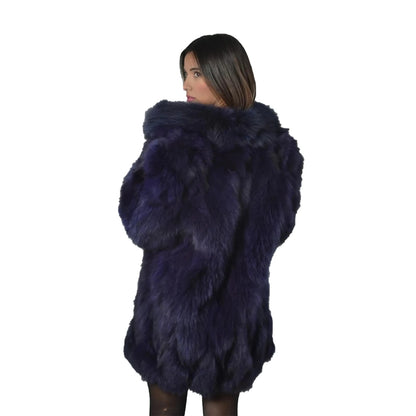 Luxury Purple Fox Fur Coat for Women | Real Fur Winter Jacket