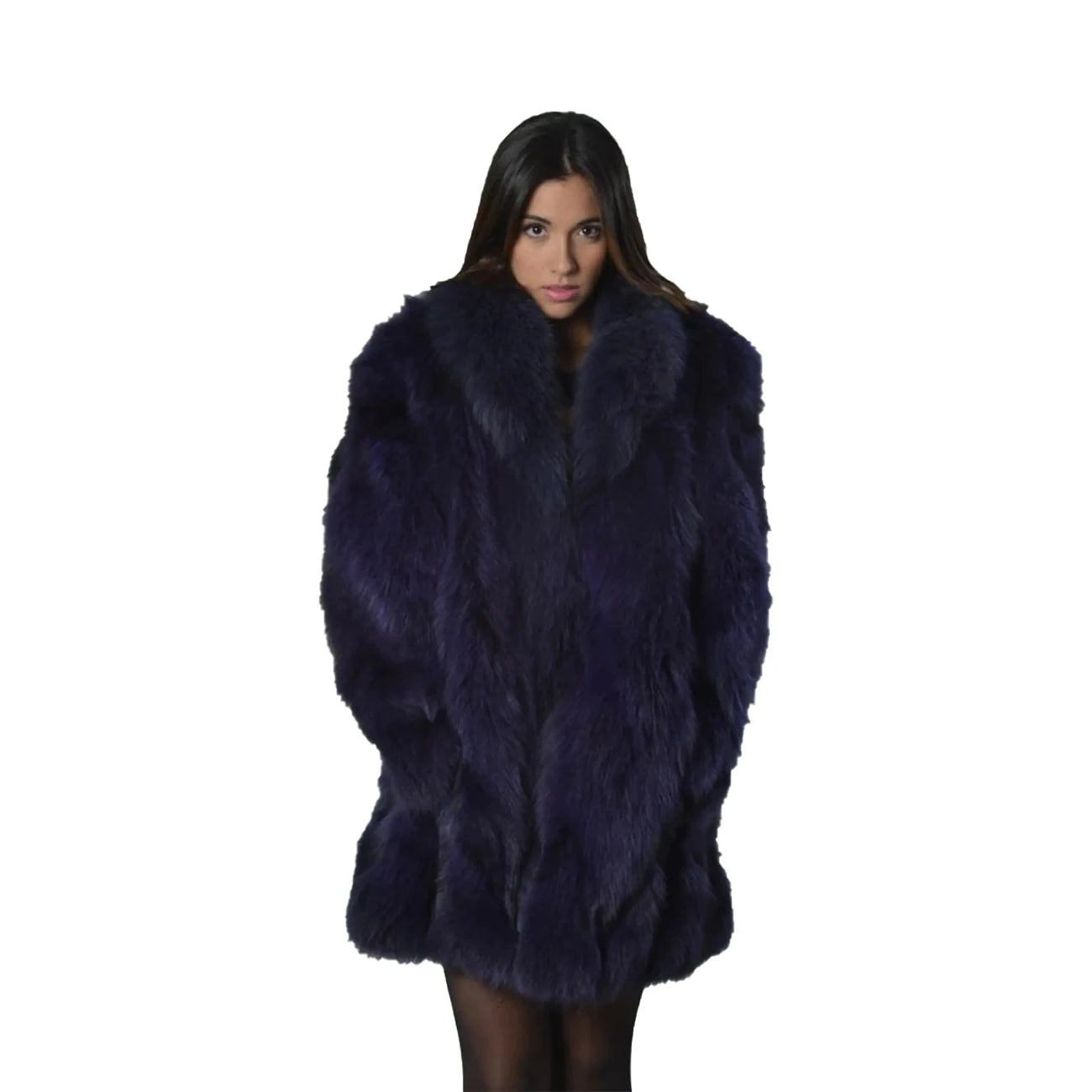 Luxury Purple Fox Fur Coat for Women | Real Fur Winter Jacket