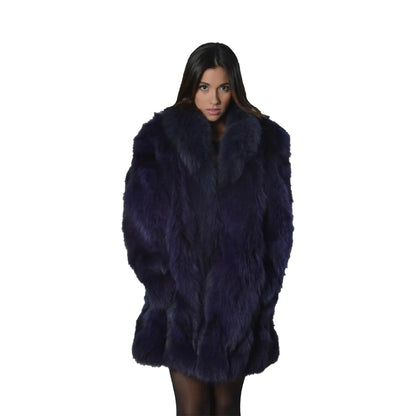 Luxury Purple Fox Fur Coat for Women | Real Fur Winter Jacket