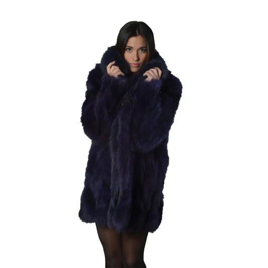Luxury Purple Fox Fur Coat for Women | Real Fur Winter Jacket