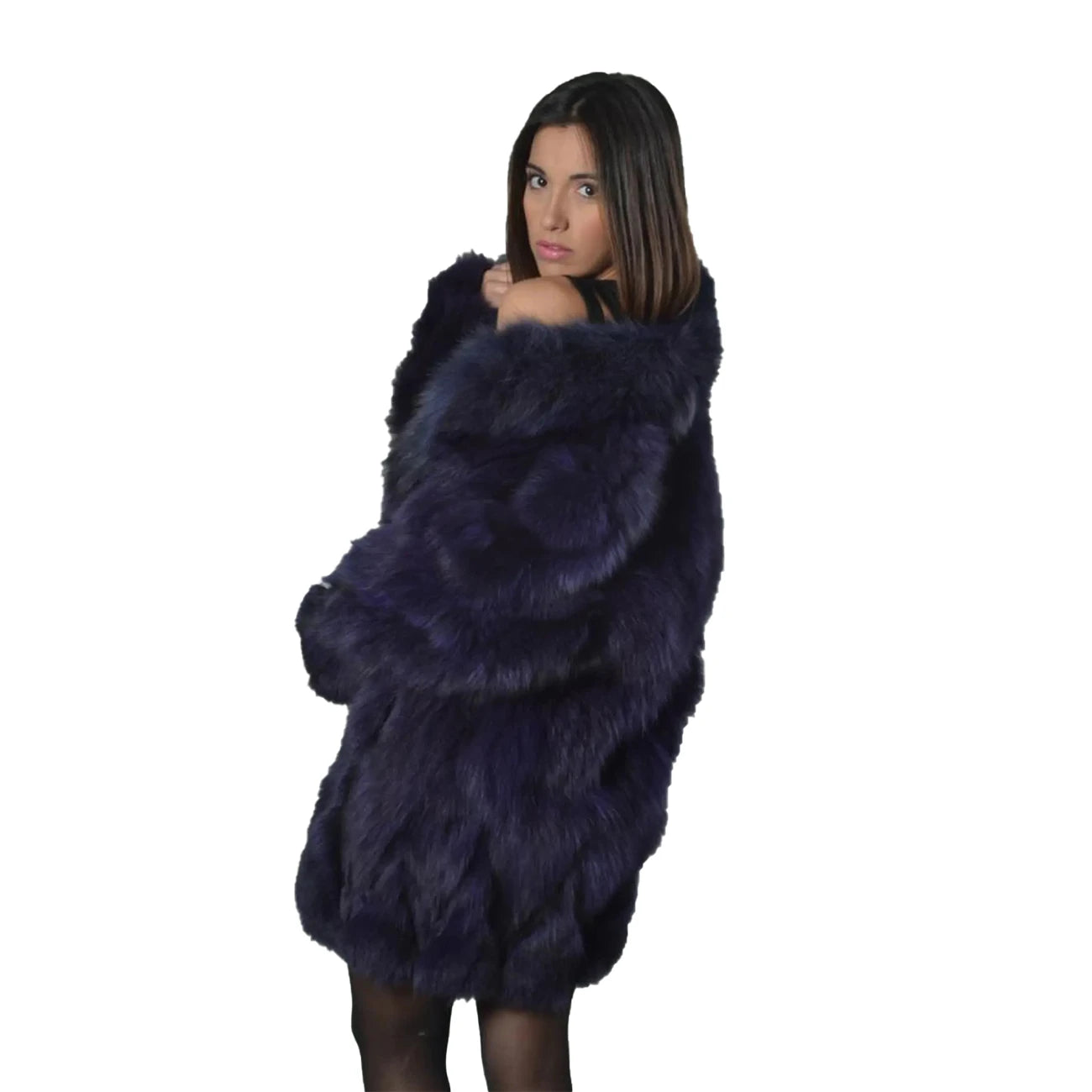 Luxury Purple Fox Fur Coat for Women | Real Fur Winter Jacket