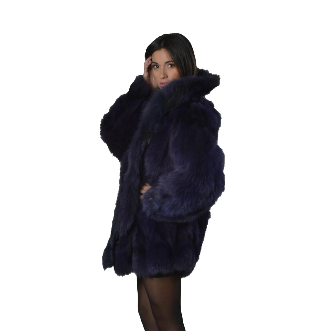 Luxury Purple Fox Fur Coat for Women | Real Fur Winter Jacket