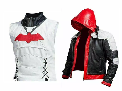 Red Hood Genuine Lambskin Leather Jacket Vest Batman Arkham Knight Game Costume