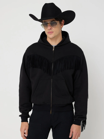 western fringe hoodie