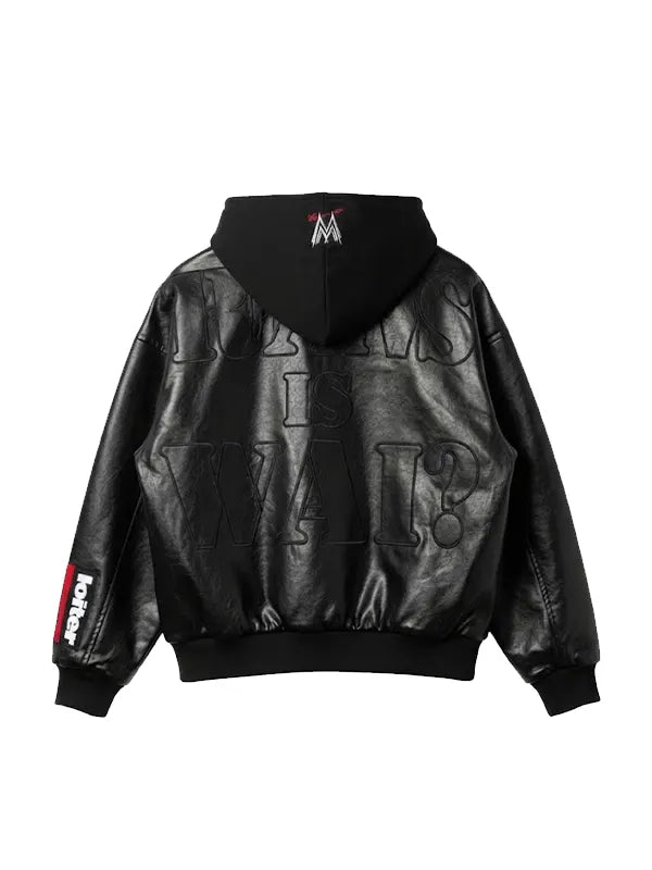 wwe raw liv morgan leather hooded bomber jacket