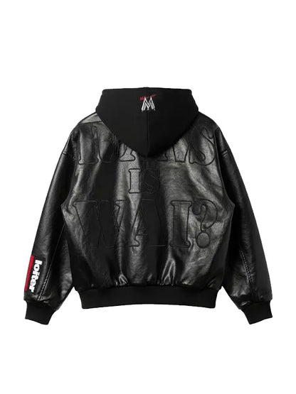 wwe raw liv morgan leather hooded bomber jacket